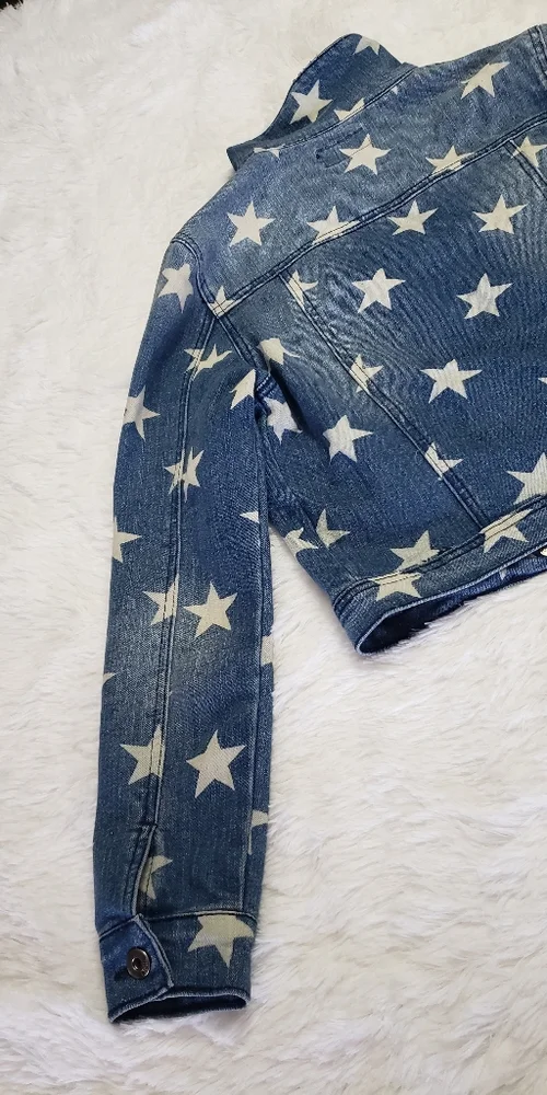 Denim jean jacket with star pattern Girls Size Medium
